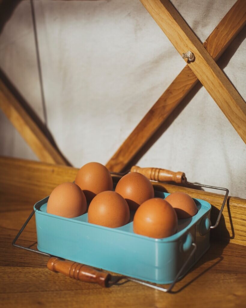 Yurt in Wales: eggs at The Welsh Farm