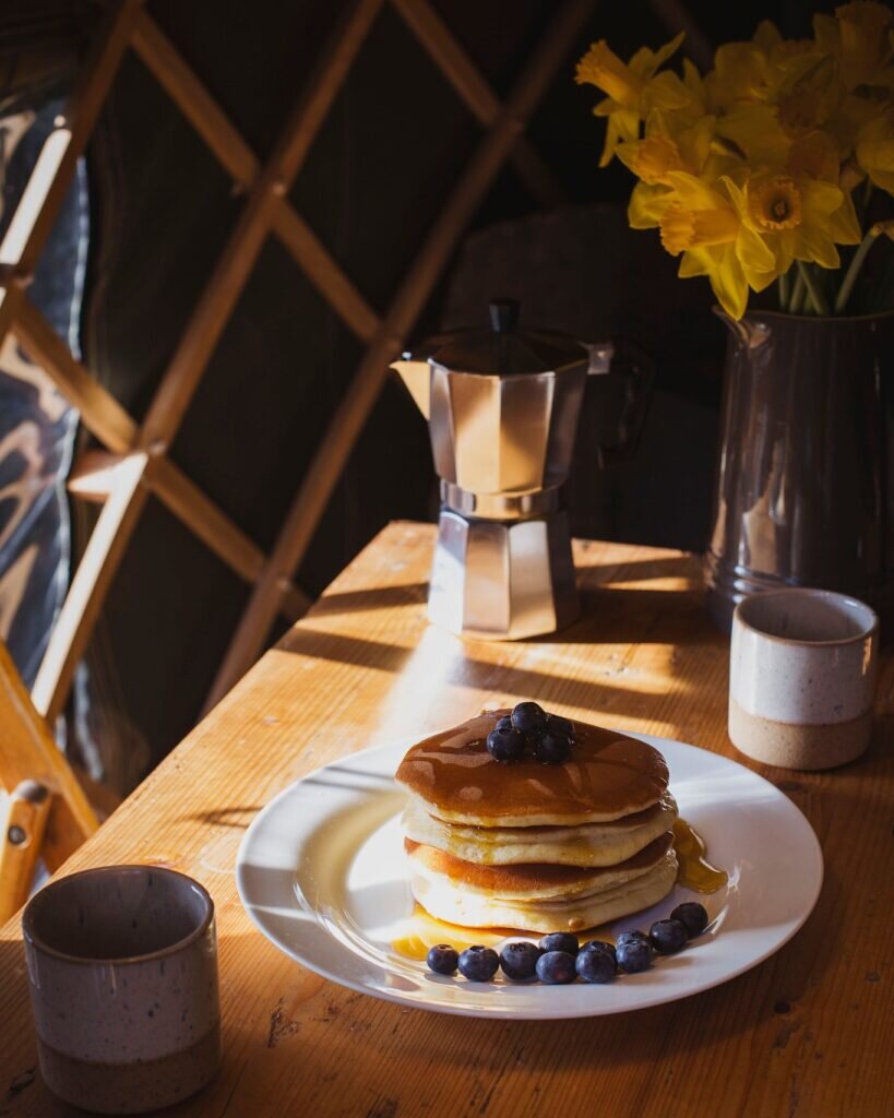 Yurt in Wales: pancakes at The Welsh Farm