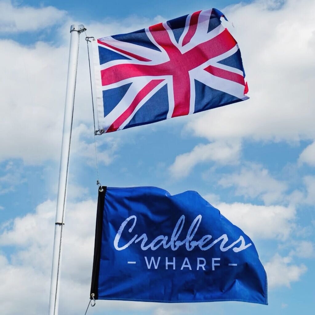 crabbers wharf, flags