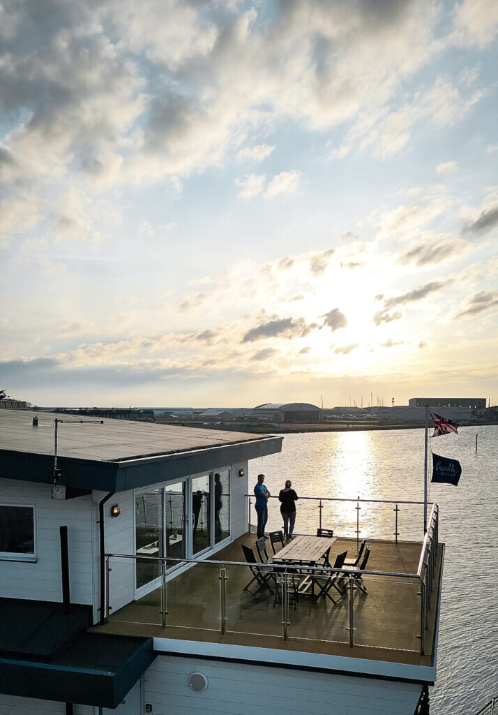 crabbers wharf, commodore's penthouse at sunset